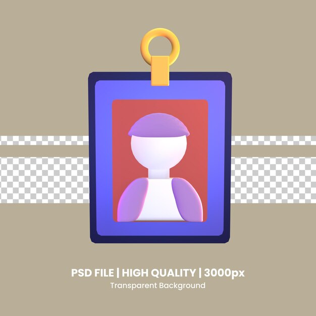 3d icon id card rendered isolated on the transparent background