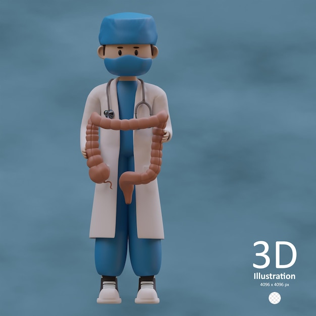 Illustrazione dell'icona 3d medico chirurgo addominale