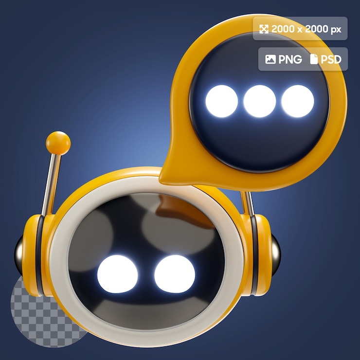 PSD 3d icon illustration of ai chatbot