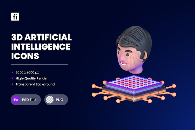 PSD 3d icon illustration ai face generator