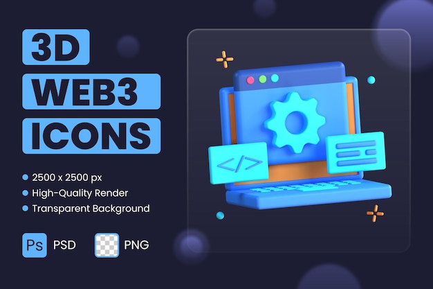 PSD 3d icon illustration application programming coding