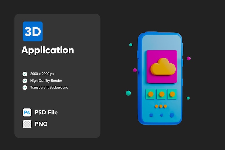 PSD 3d icon illustration application smartphone mobile