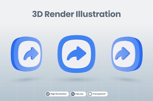 3dアイコンイラスト矢印次のやり直し分離