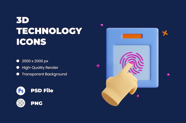 PSD 3d icon illustration biometrics