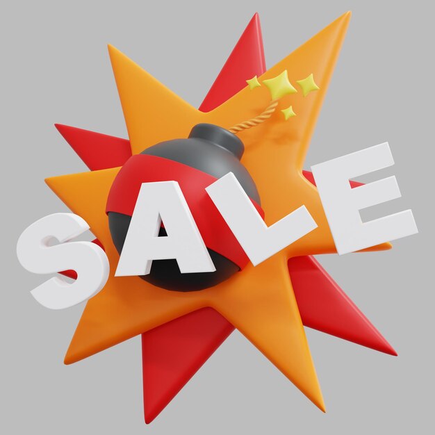 PSD 3d icon illustration bomb sale