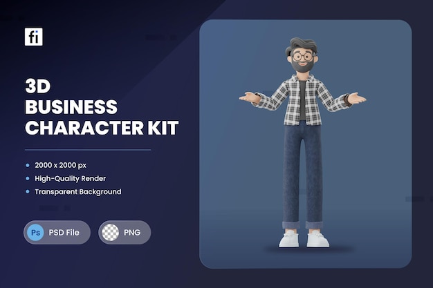 3d icon illustration of business character presentation business data analytics