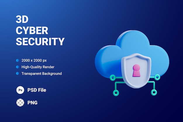 3d icon illustration cloud security