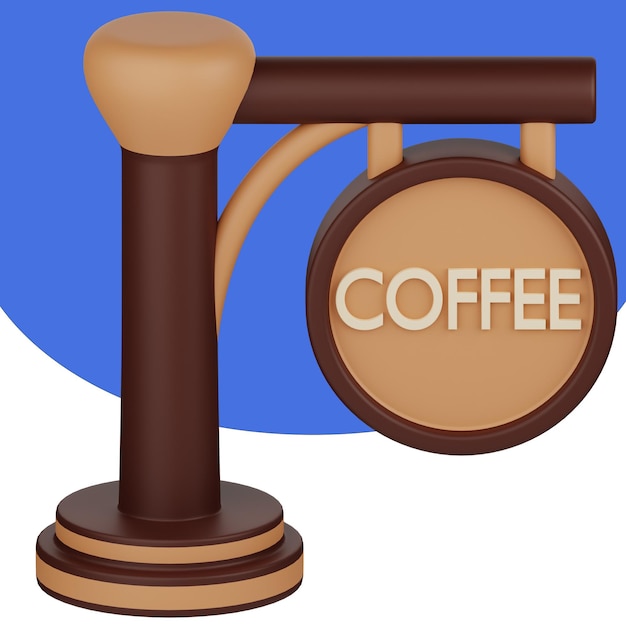 3d icon illustration coffee signboard