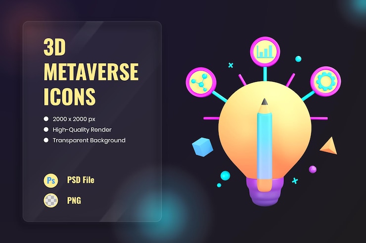 PSD 3d icon illustration concept idea creative thinking