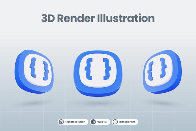 3d значок иллюстрации фигурные скобки символ изолированы