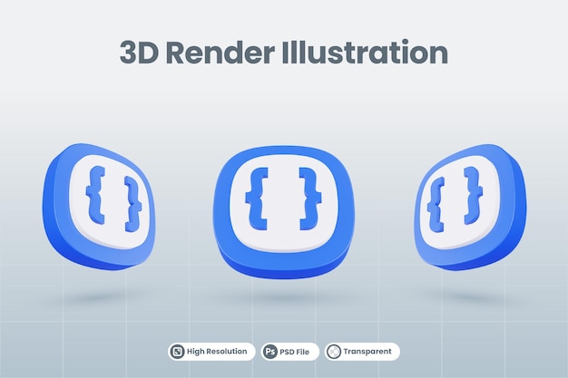 3d icon illustration curly brackets symbol isolated