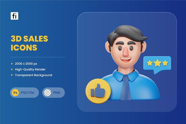 PSD 3d icon illustration customer satisfaction