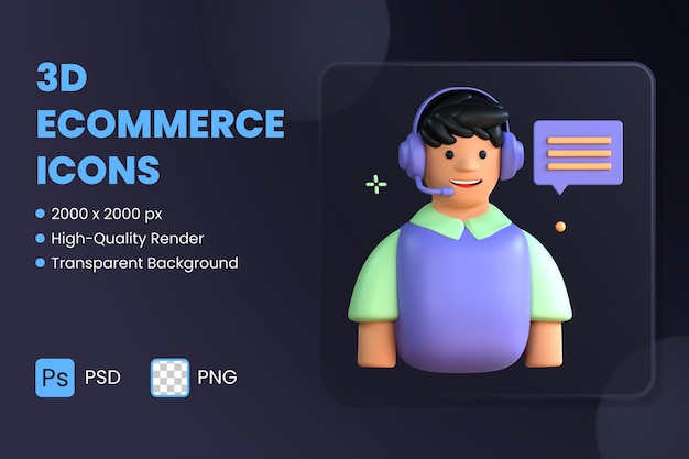 PSD 3d icon illustration customer support