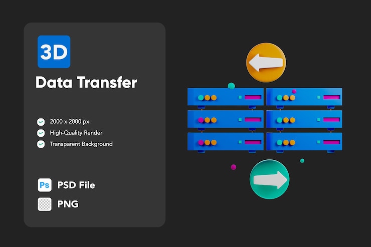PSD 3d icon illustration data transfer