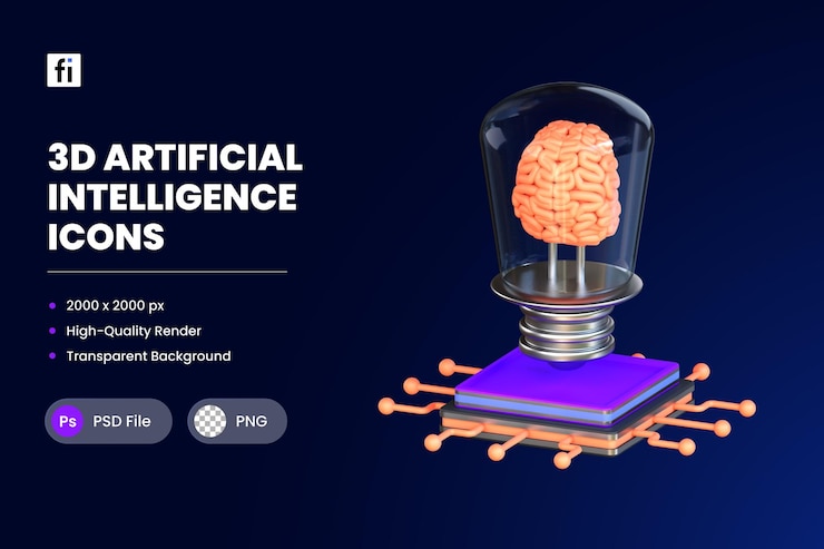 PSD 3d icon illustration deep learning