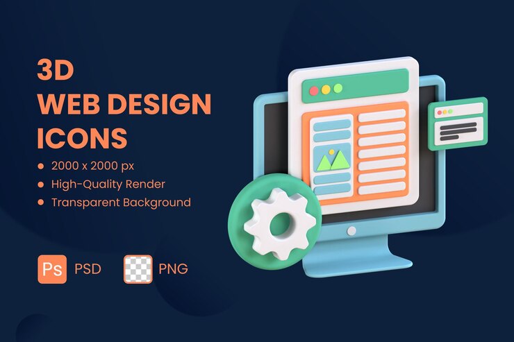PSD 3d icon illustration design services