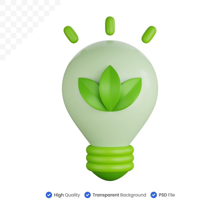 3D Icon Illustration Eco friendly Lamp