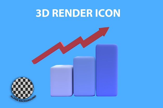 PSD icona 3d illustrazione del grafico della crescita economica. concetto