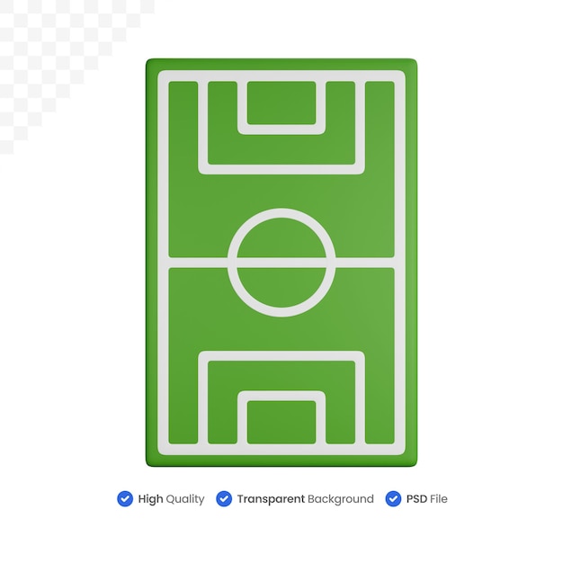 PSD illustrazione dell'icona 3d campo di calcio vuoto