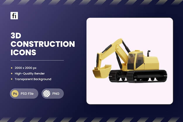 PSD 3d icon illustration excavator