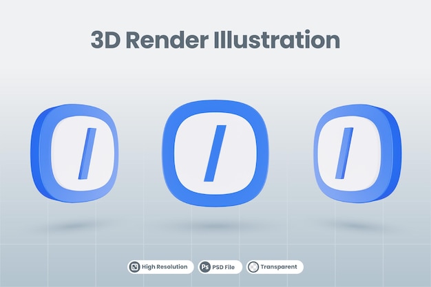 PSD 3d icon illustration forth division slash isolated