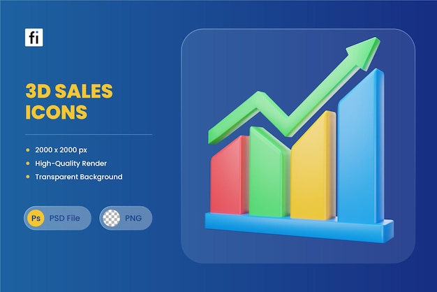 PSD 3d icon illustration graph