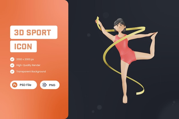 PSD 3d icon illustration gymnastics sports