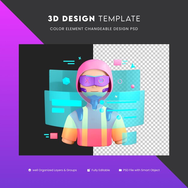 3d icon illustration hologram augmented reality future technology