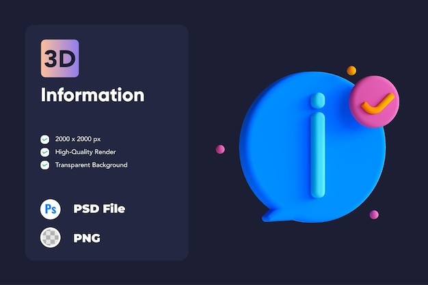 PSD informazioni sull'illustrazione dell'icona 3d