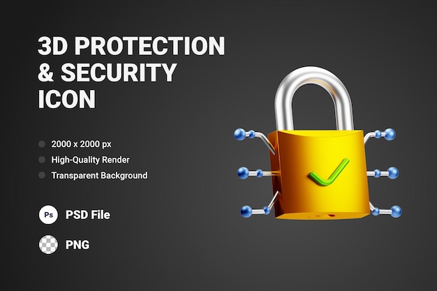 PSD 3d icon illustration insurance cyber security