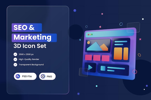 PSD 3d icon illustration landing page websites