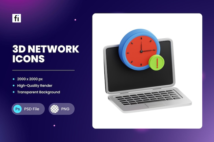 PSD 3d icon illustration latency