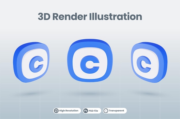 3d icon illustration letter alphabet c isolated