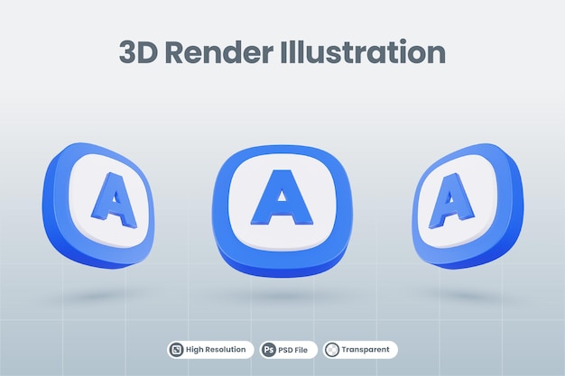 3d icon illustration letter alphabet a isolated