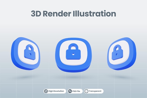 3dアイコンイラストロック分離