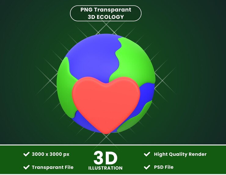PSD 3d アイコン イラスト love earth