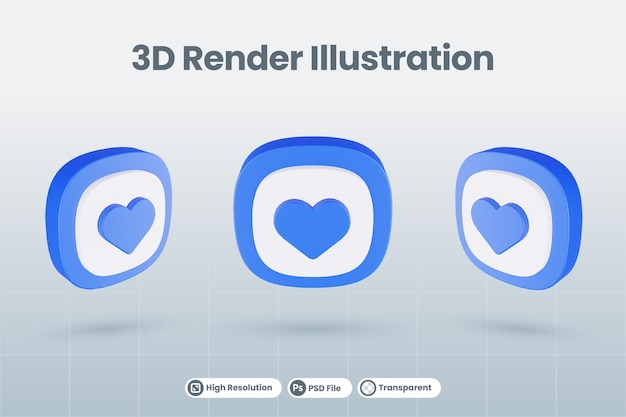 3dアイコンイラスト愛のお気に入りの分離