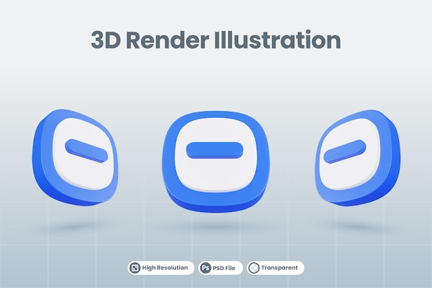 3d icon illustration minus negative isolated