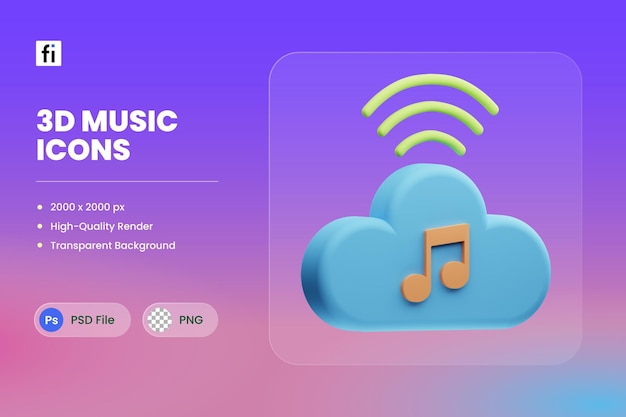 3d icon illustration music streaming cloud