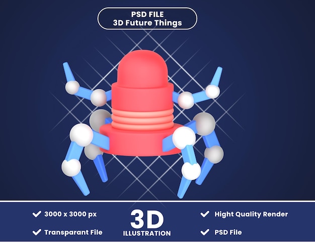 PSD 3d アイコン イラスト ナノ ロボット