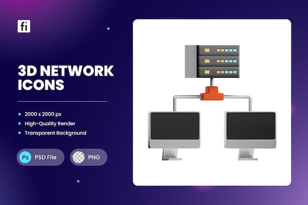 PSD 3d icon illustration nas network