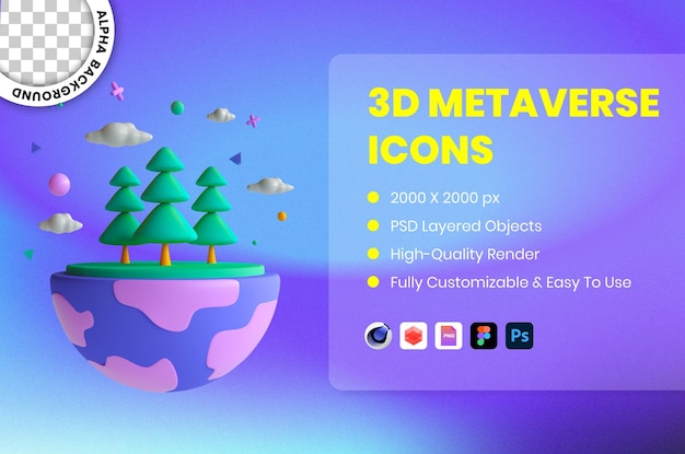 3d icon illustration nature earth