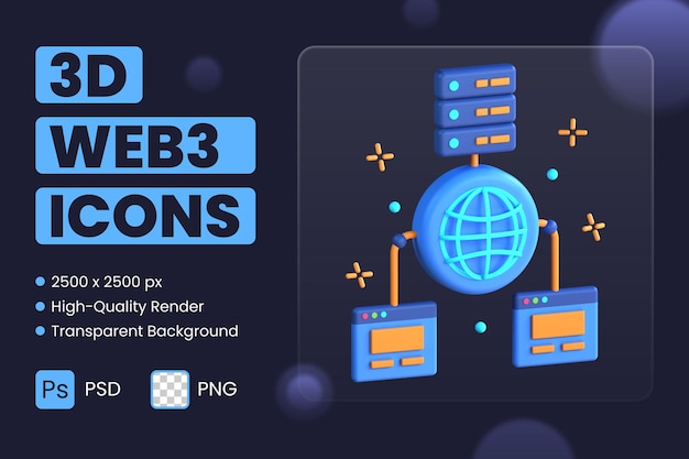 PSD 3d icon illustration network infrastructure server database