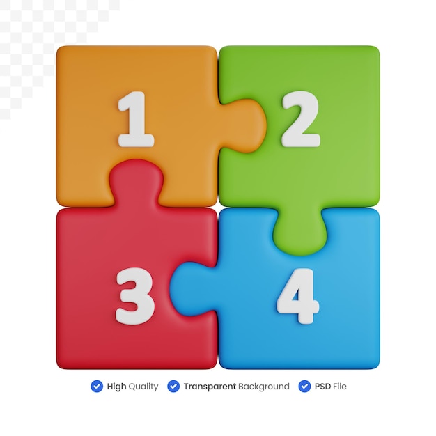 PSD 3d icon illustration number puzzle