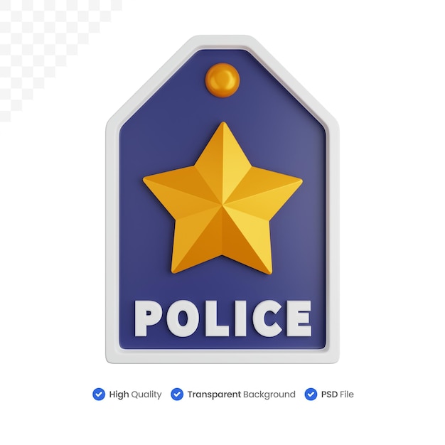 3d icon illustration one star police rank