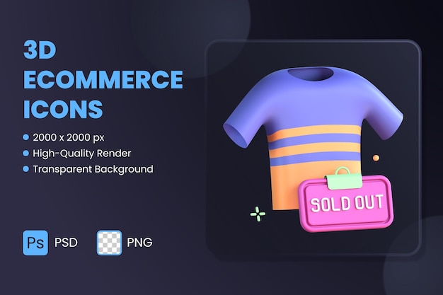 3d icon illustration online shopping shirt sold out