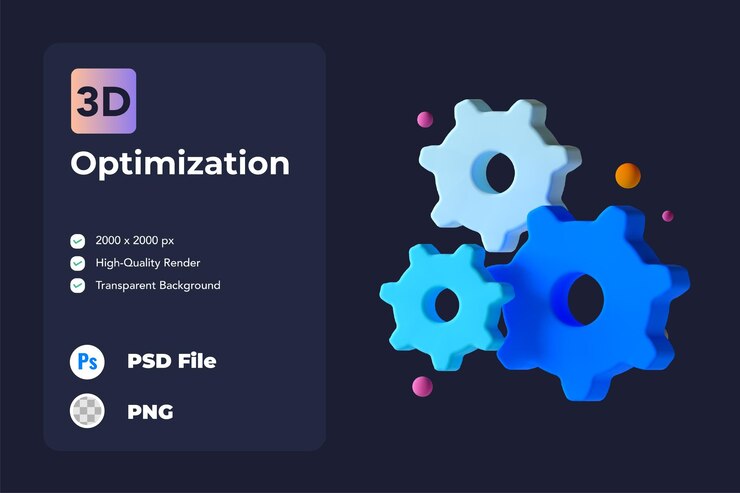 PSD настройка оптимизации 3d-иконки зубчатое колесо
