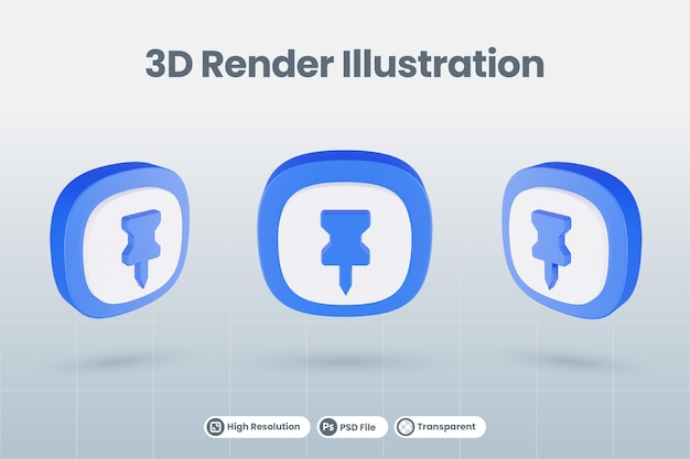 3dアイコンイラストピンブックマーク分離