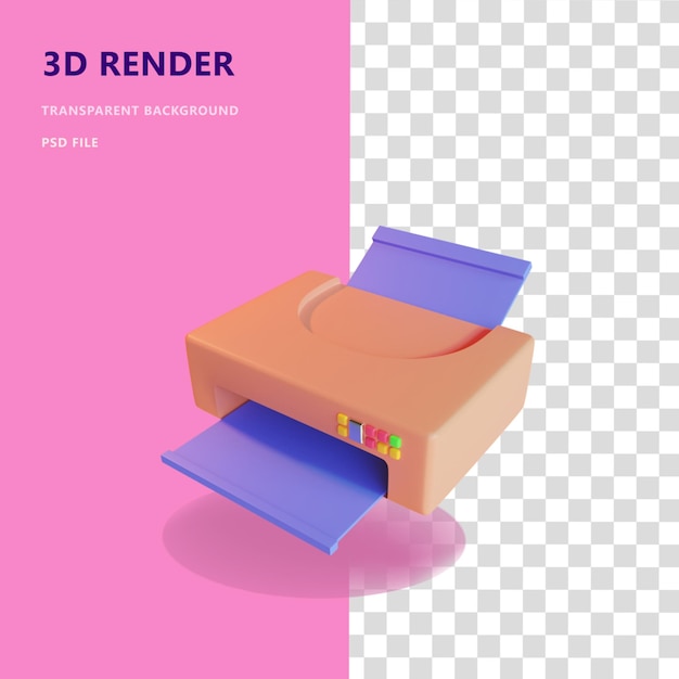 3d значок иллюстрации принтера с прозрачным фоном
