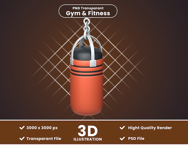 PSD 3d icona illustrazione sacco da boxe